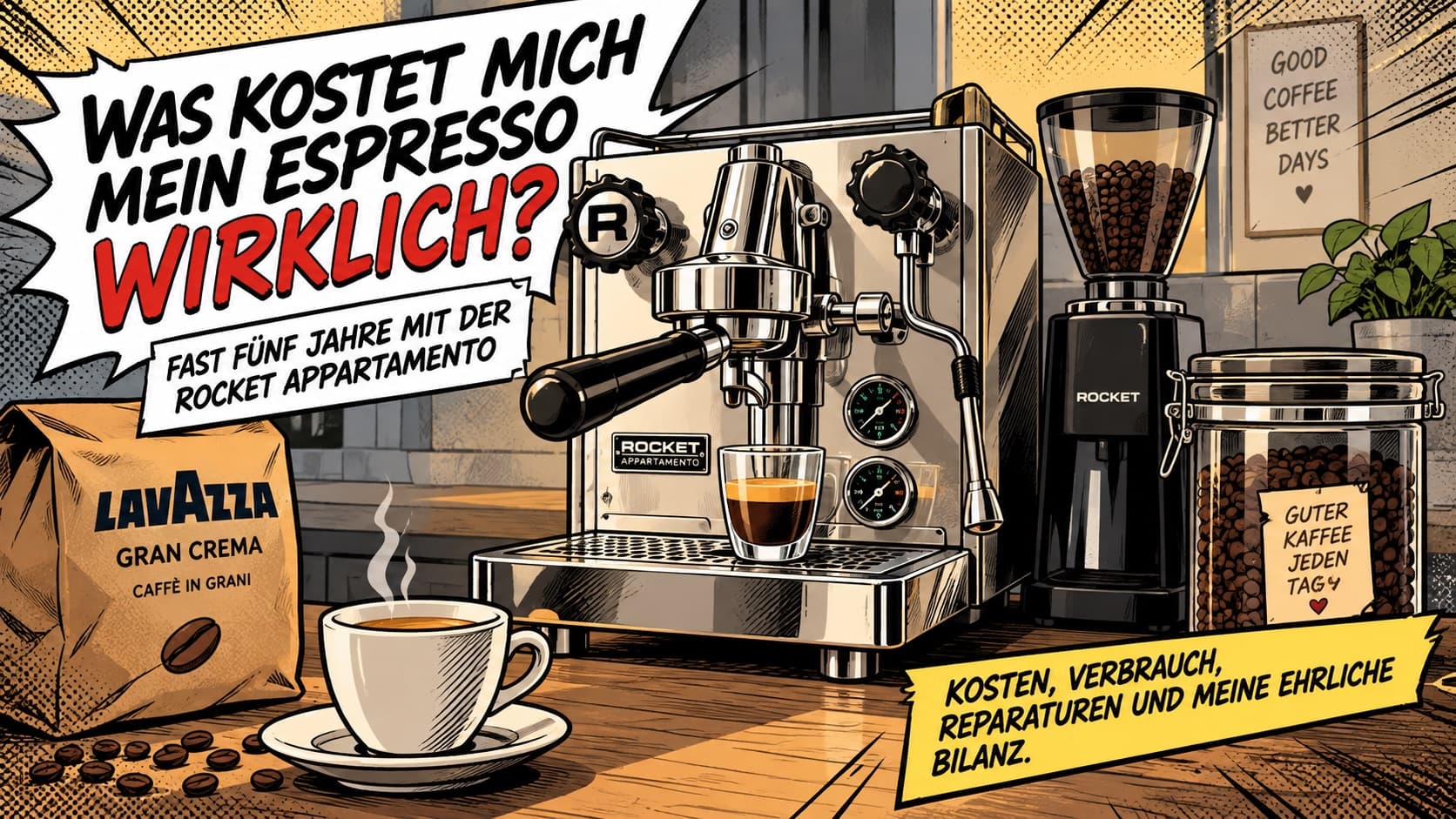 Was kostet mich mein Kaffee zuhause wirklich? Fast fünf Jahre mit der Rocket Appartamento